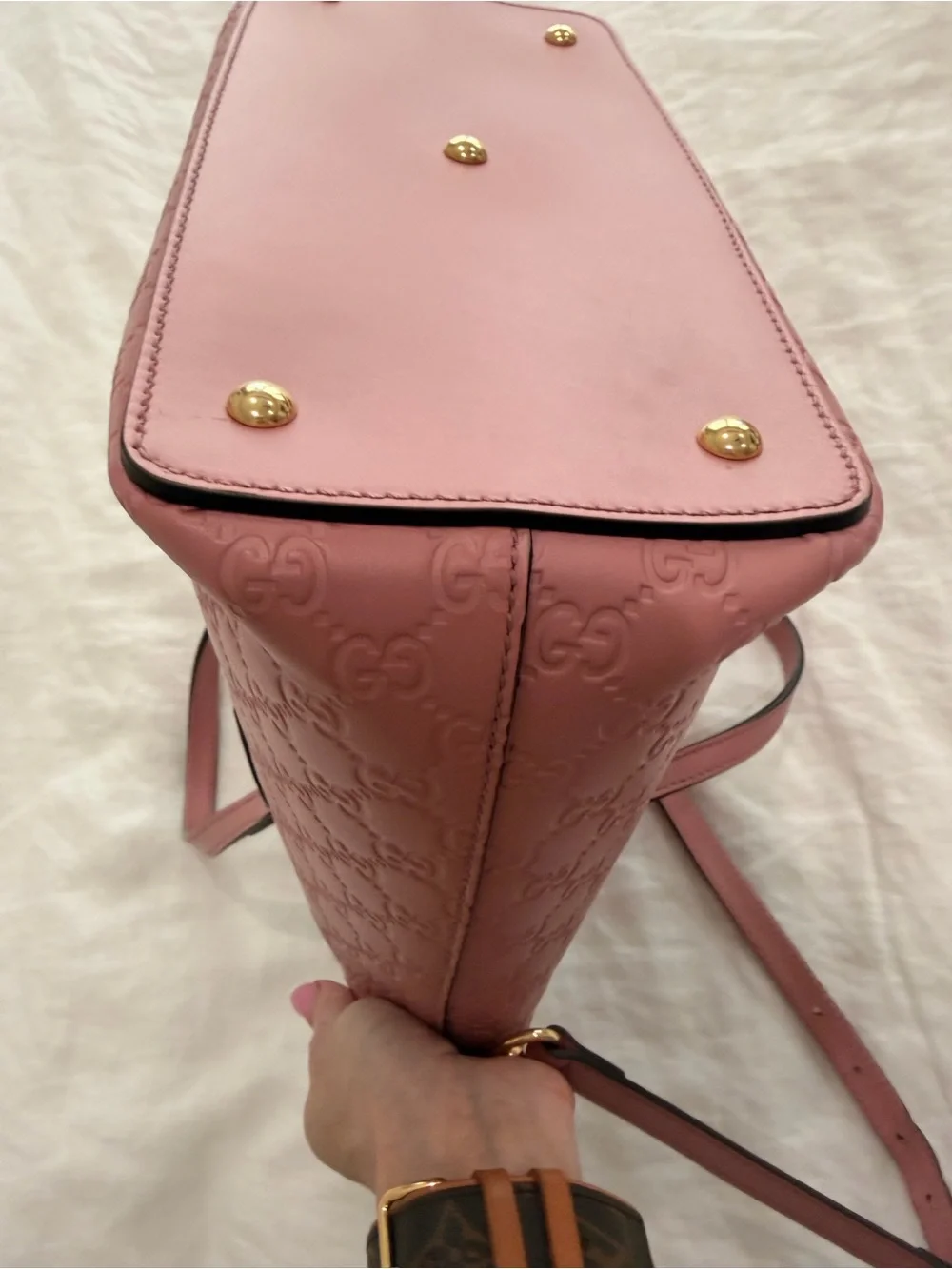 Gucci Rose Pink Embossed GG Leather Tote - Picture 8 of 12